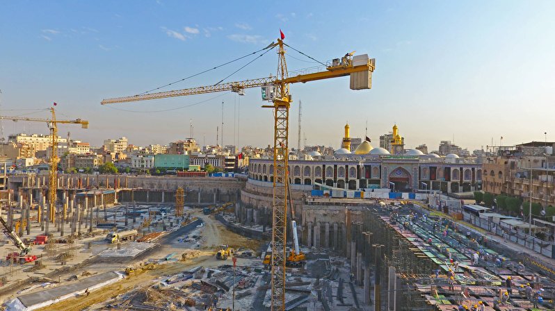 کربلای معلی -چشم انداز حرم امام حسین(ع) از کارگاه ساختمانی